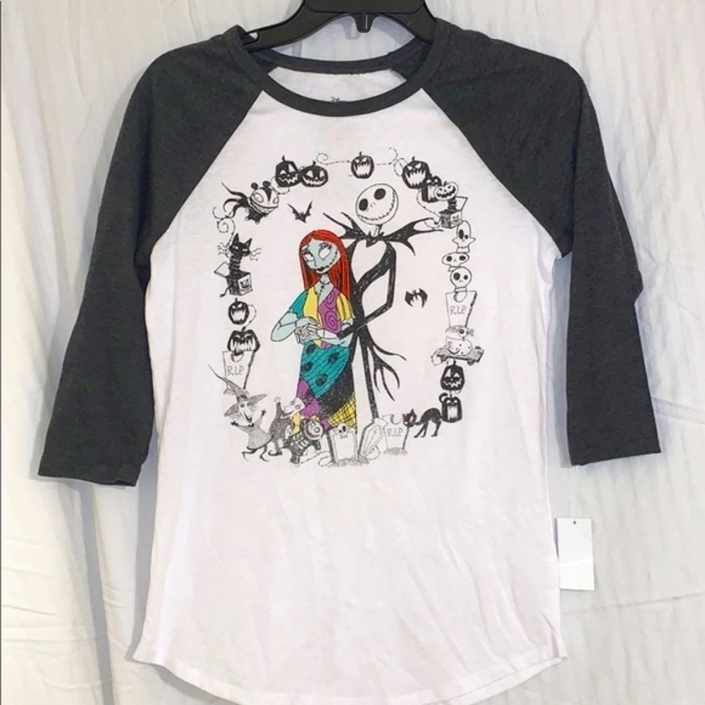 Disney Nightmare Before Christmas T-shirt Ladies Small Baseball Top Style